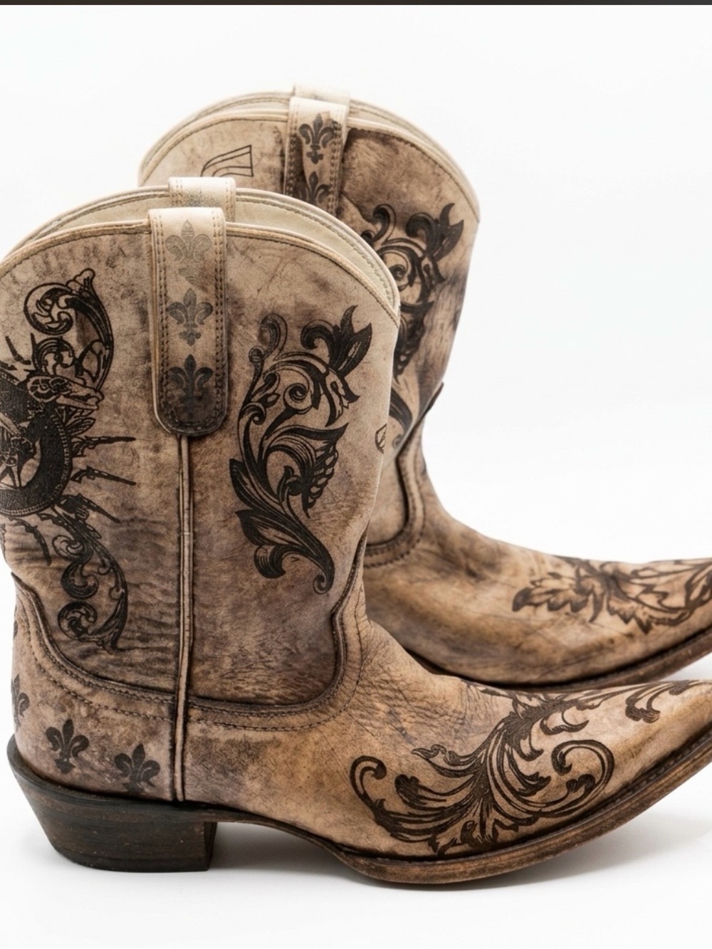 Women’s Ariat Leather Western Cowgirl Boots with Lazer Etched Embroidery 81/2 B - Picture 2 of 9